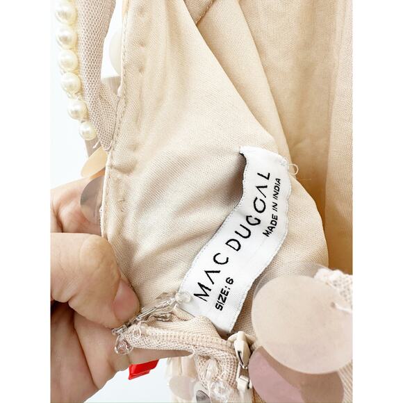 Mac Duggal 10878 Porcelain Crystal Embellished Cascade Open Back Column Gown - Picture 7 of 10